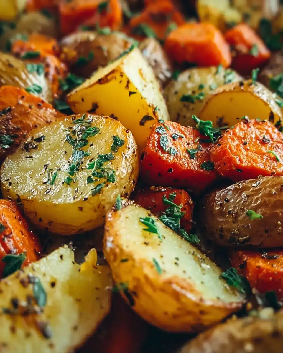 Garlic Herb Roasted Potatoes, Carrots, and Zucchini Recipe