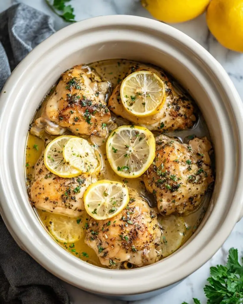 Slow Cooker Lemon Garlic Chicken Recipe