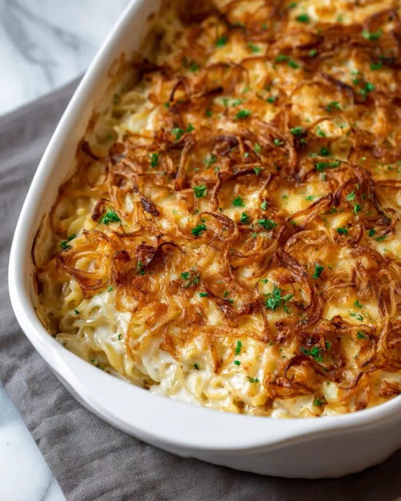 French Onion Chicken Orzo Casserole Recipe