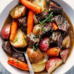 Crockpot Tuscan-Style Beef Chuck Roast with Vegetables and Gravy Recipe