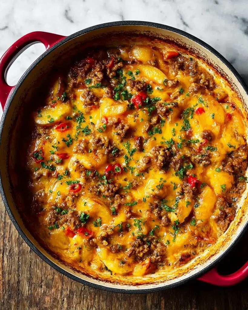 Cheesy One Pot Beef and Potatoes Recipe