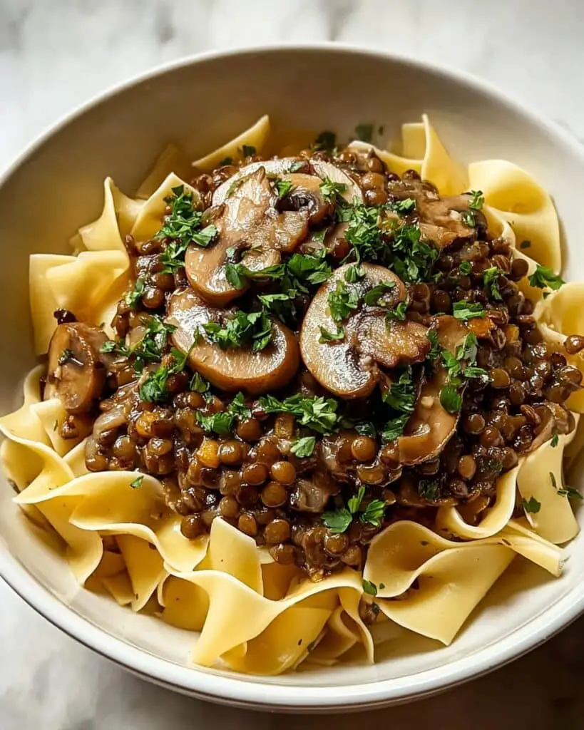 The Perfect Vegan Lentil Mushroom Stroganoff Recipe