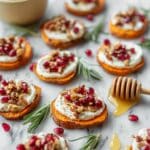 Sweet Potato Bites with Honey Goat Cheese, Pecan, and Pomegranate Topping Recipe