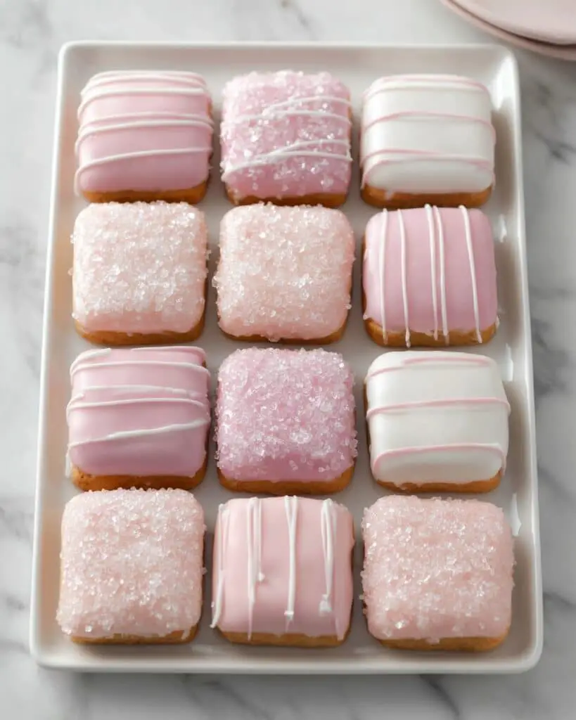 Petit Fours: Bite-Sized Pound Cake Treats with Vanilla Frosting and White Chocolate Coating Recipe