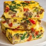 Cottage Cheese Egg Bake with Sausage, Spinach, and Cherry Tomatoes Recipe