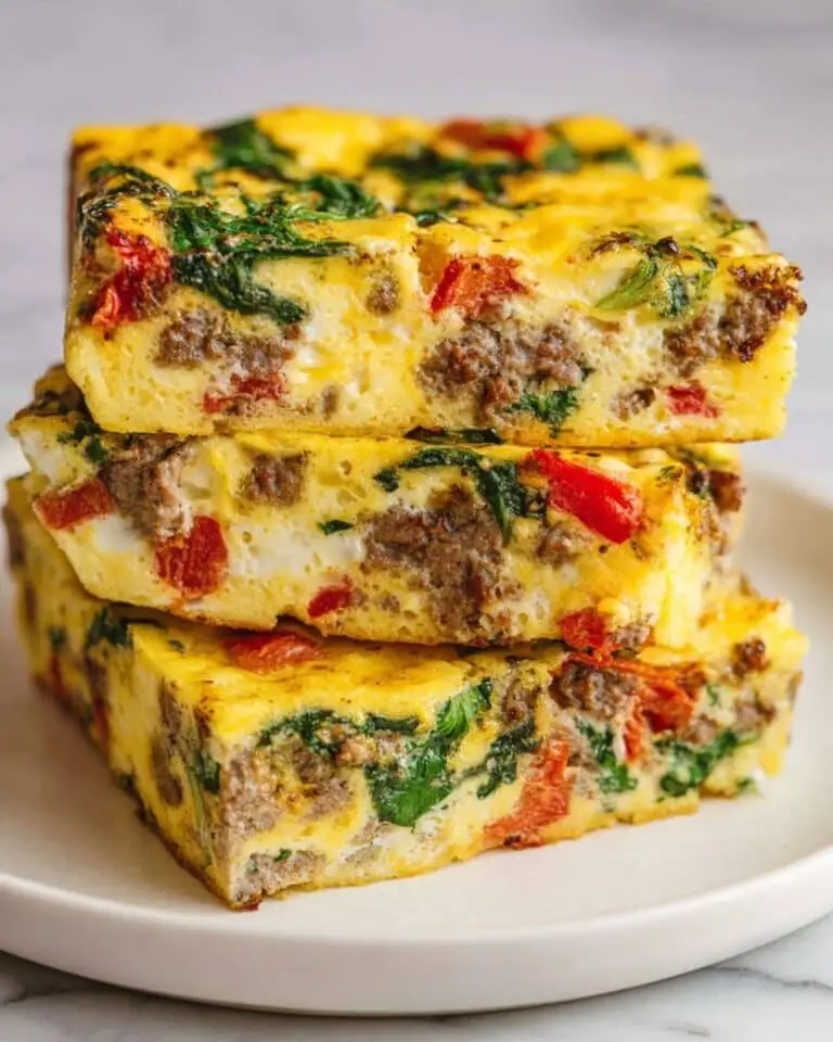 Cottage Cheese Egg Bake with Sausage, Spinach, and Cherry Tomatoes Recipe
