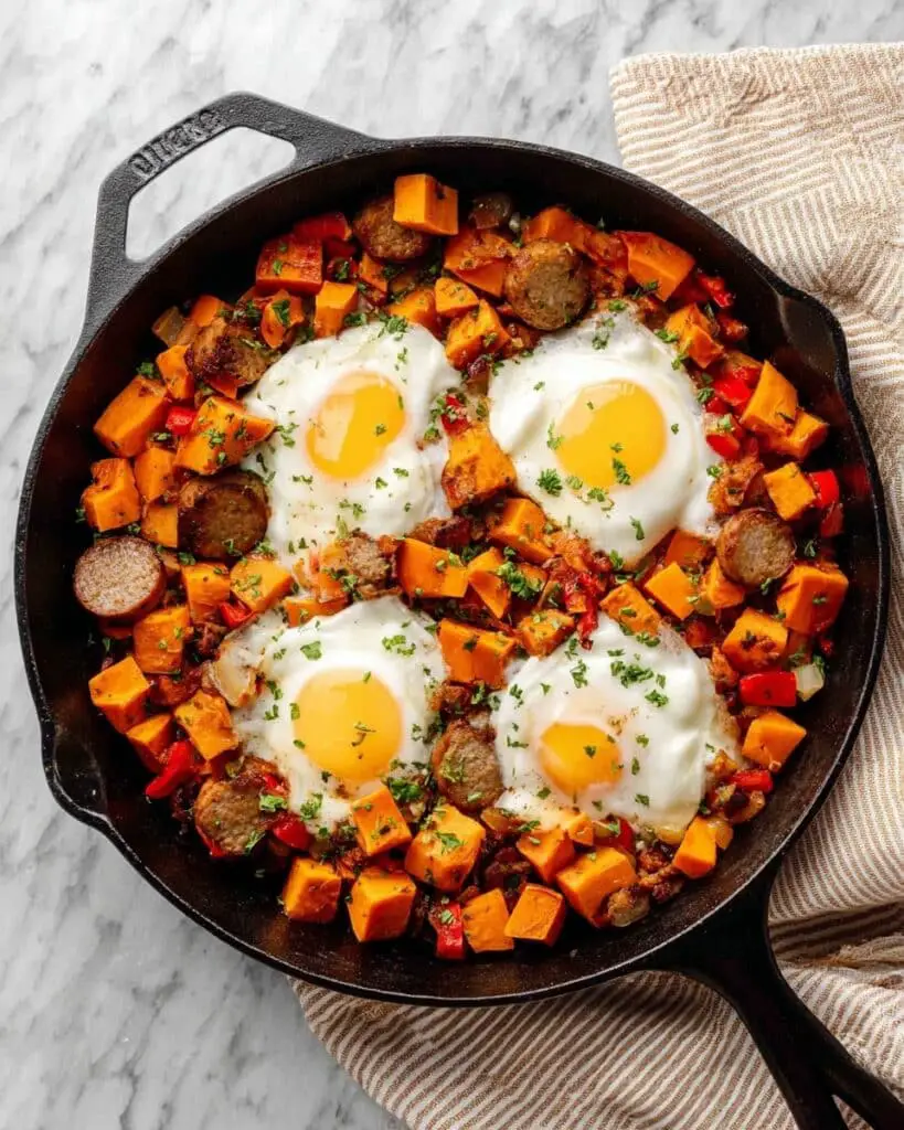 Sweet Potato Hash with Sausage and Eggs Recipe