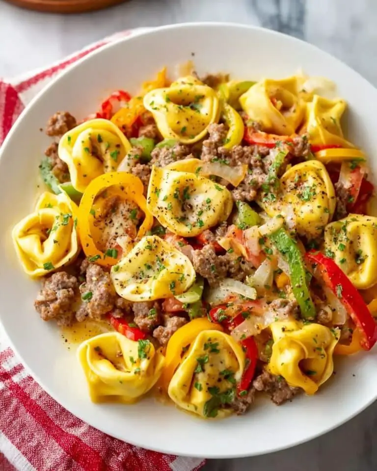 Crock Pot Cheesesteak Tortellini Recipe