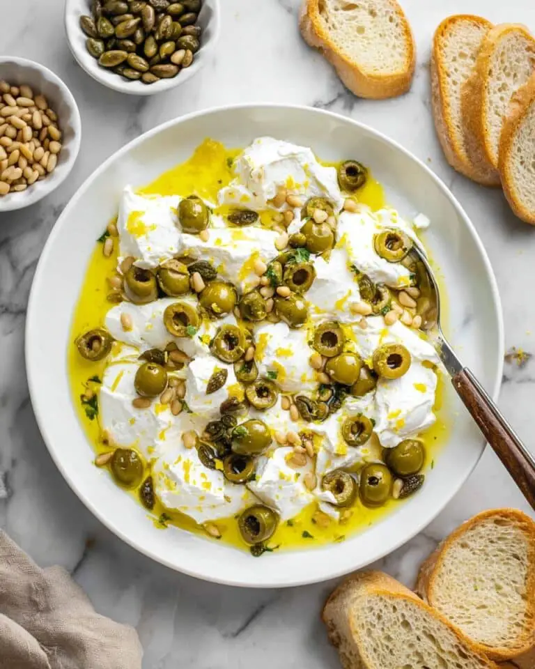 Easy Burrata Cheese Appetizer With Olive Oil, Garlic, and Toasted Pine Nuts Recipe