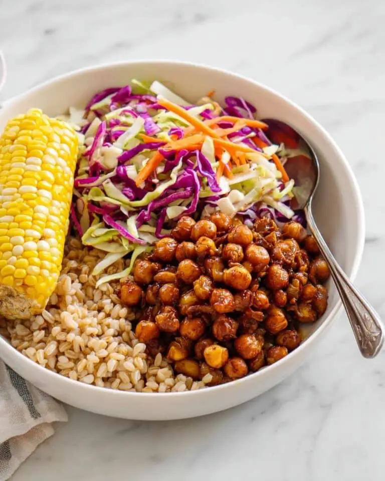 BBQ Chickpea Bowl with a Quick Creamy Coleslaw Recipe