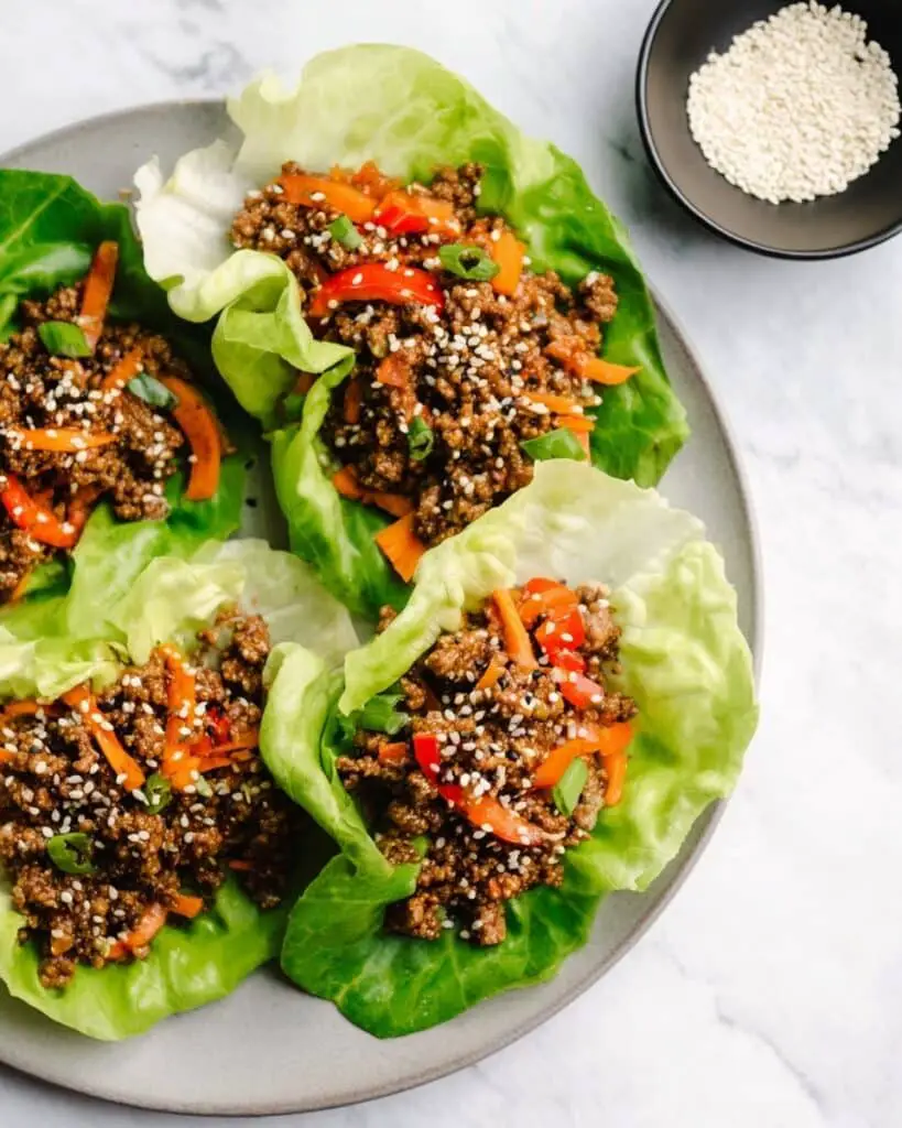 Asian-Style Ground Beef Lettuce Wraps Recipe