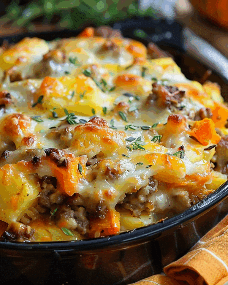 Amish Hamburger with Fall Veggies Bake