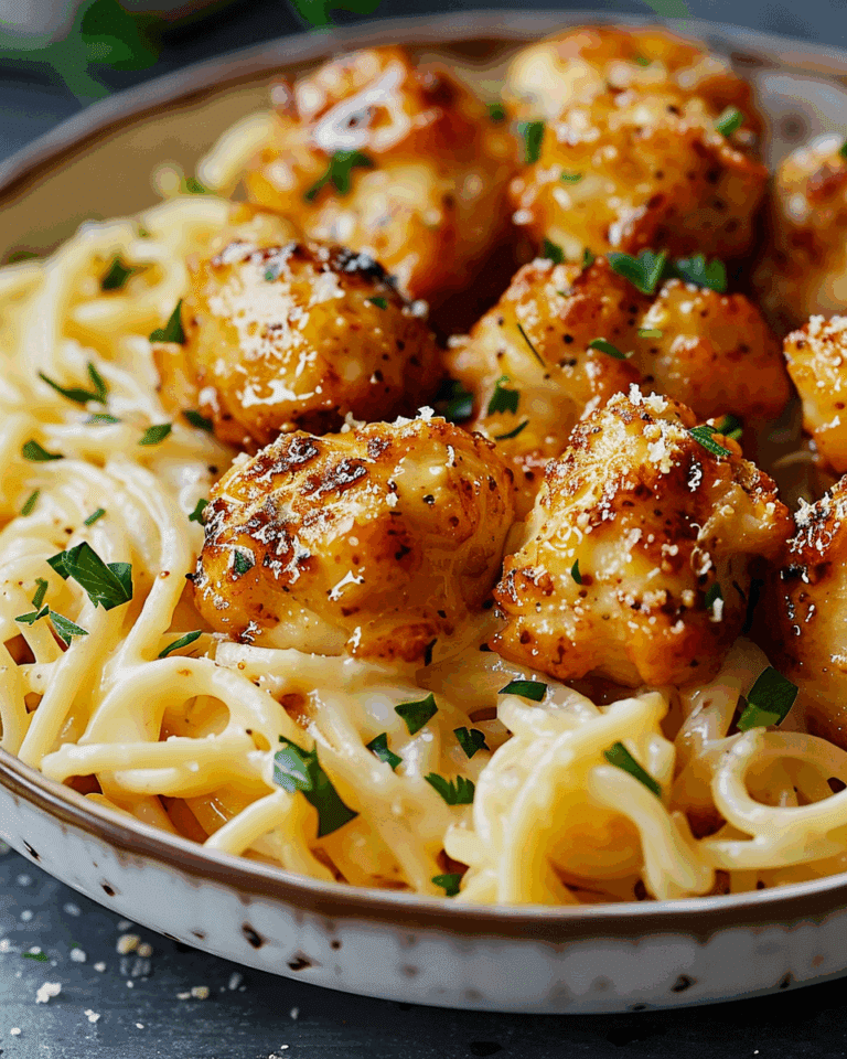 Garlic Butter Chicken Bites with Creamy Parmesan Pasta