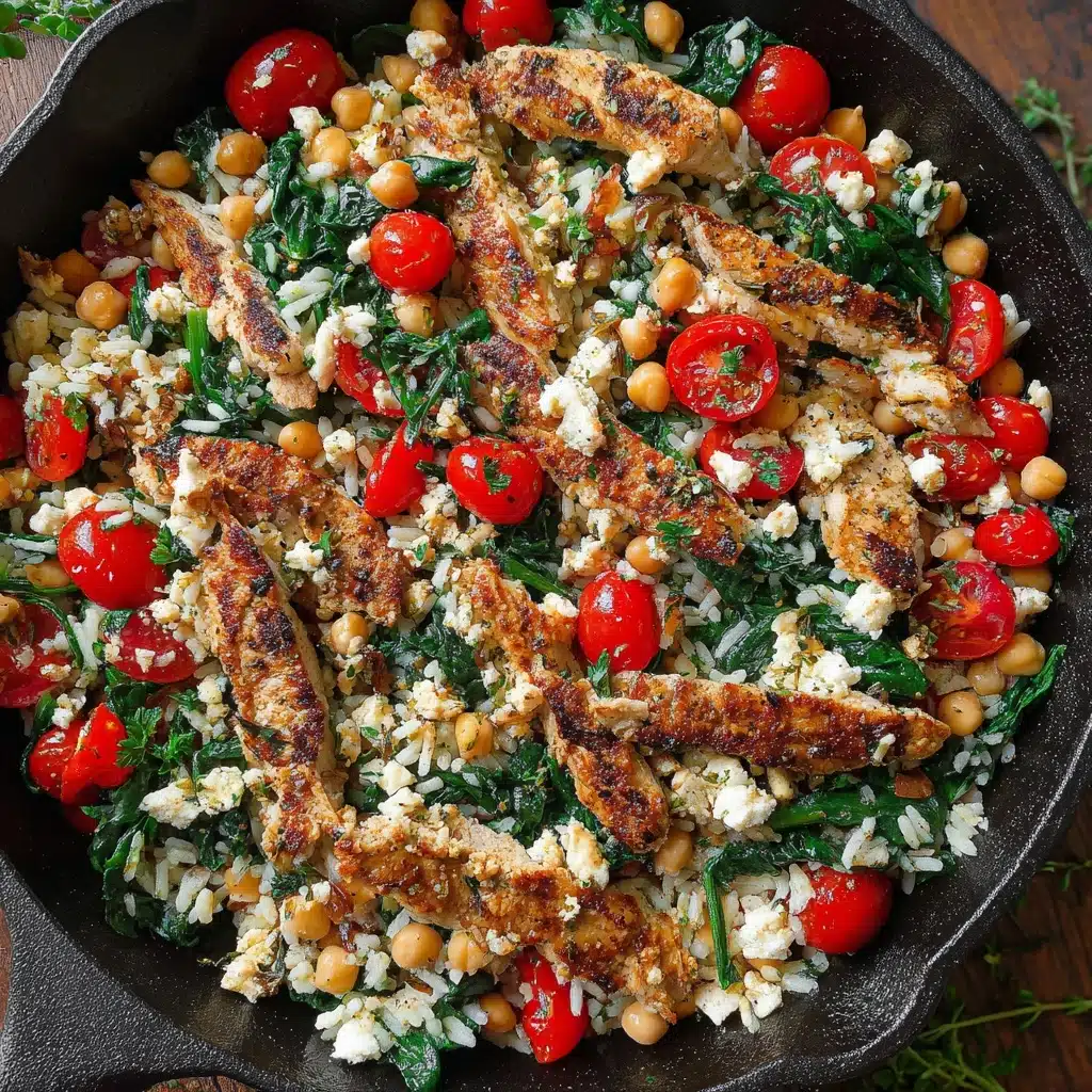 Greek Chicken and Lemon Rice 5 Chicken, Spinach, and Mushroom Low-Carb Oven Dish Recipe - Recipe Image