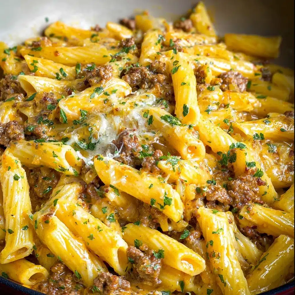 Cheesy Ground Beef Pasta Skillet Recipe 3 Cheesy Ground Beef Pasta Skillet Recipe - Recipe Image