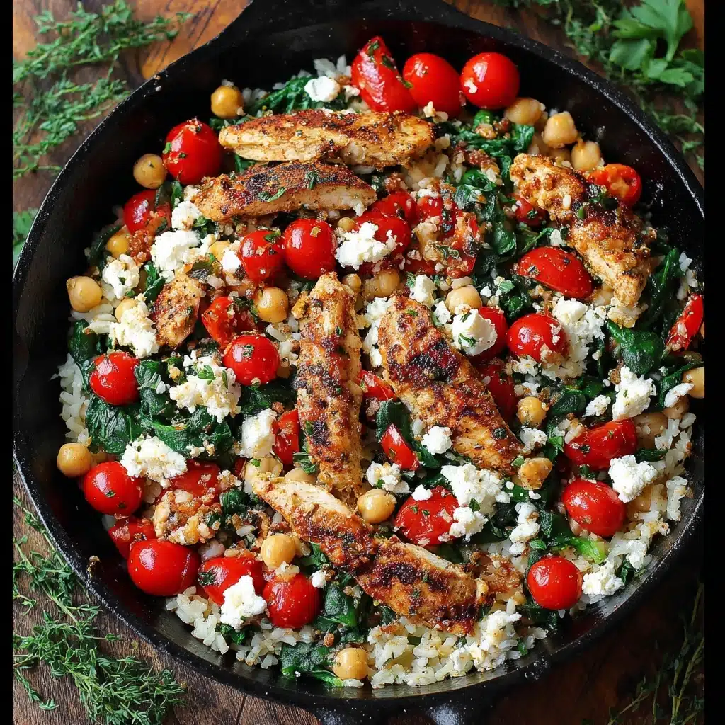 Greek Chicken and Lemon Rice 4 Chicken, Spinach, and Mushroom Low-Carb Oven Dish Recipe - Recipe Image