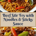 Beef Stir Fry with Noodles and Sticky Sauce Recipe