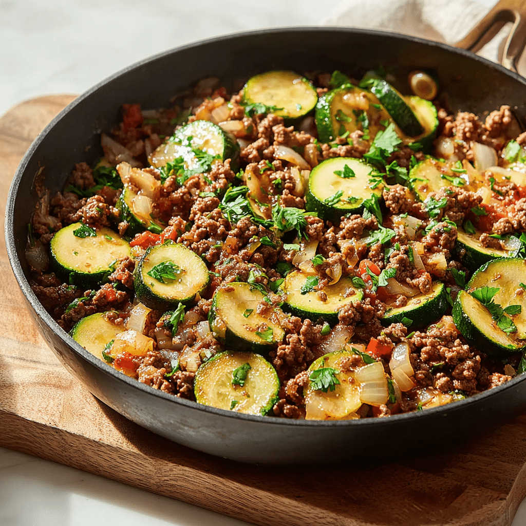 Zucchini and Ground Beef Skillet Recipe - Recipe Image