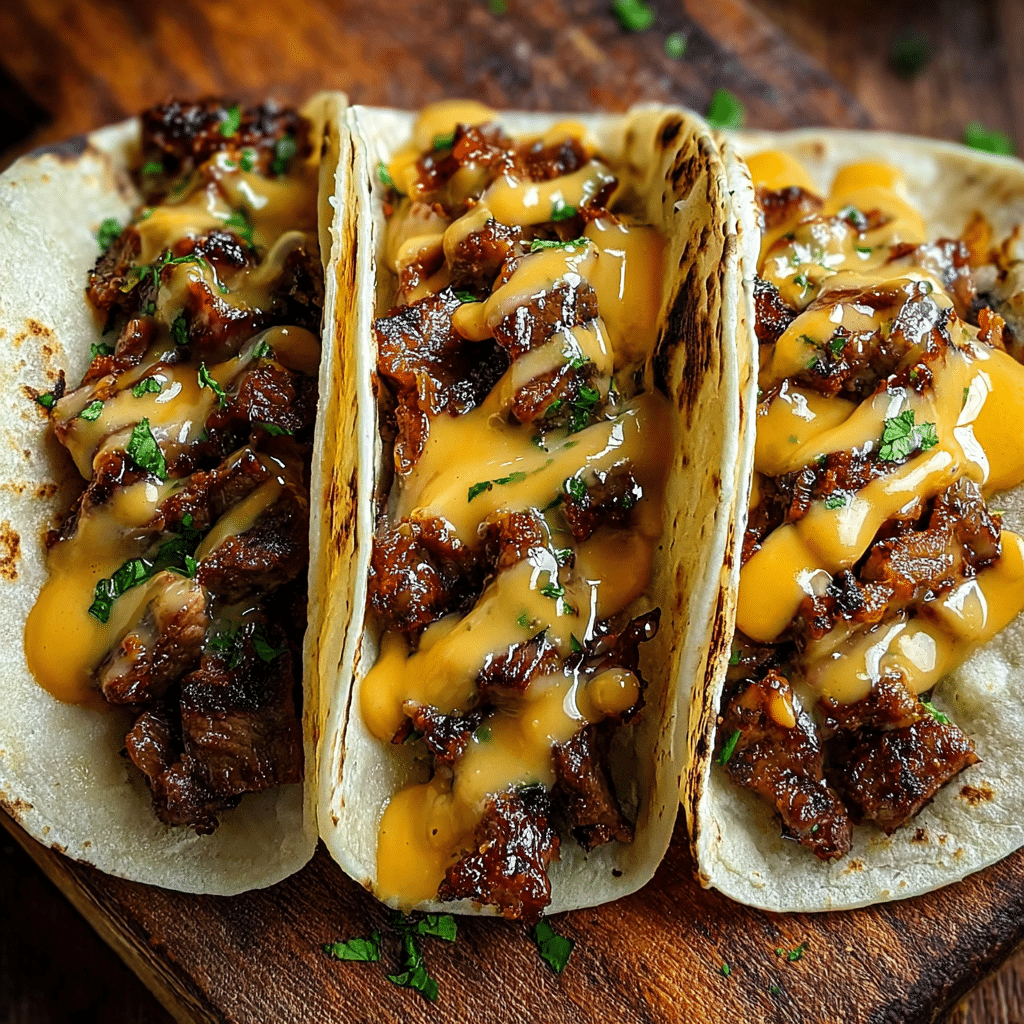 Garlic Butter Honey BBQ Beef Tacos Recipe - Recipe Image