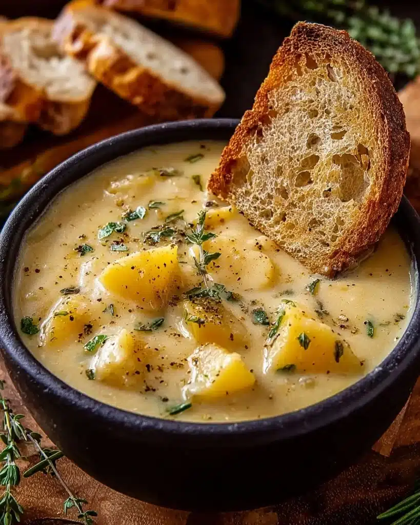Hearty Cheddar Garlic Herb Potato Soup Recipe