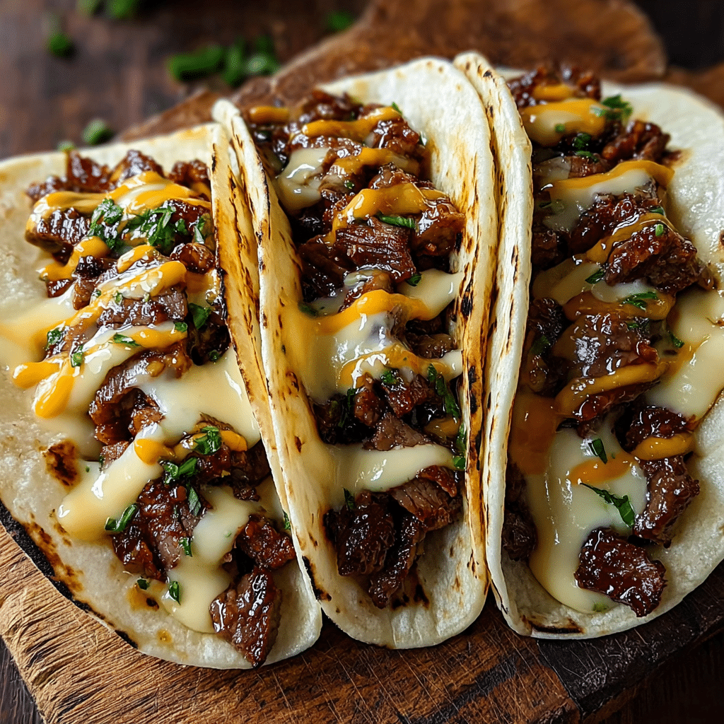 Garlic Butter Honey BBQ Beef Tacos Recipe - Recipe Image