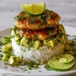 Honey Lime Chicken and Avocado Rice Stack Recipe