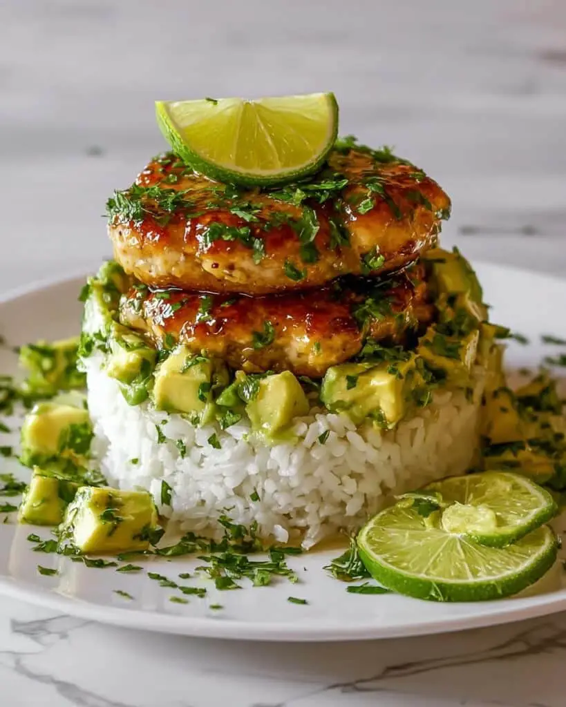 Honey Lime Chicken and Avocado Rice Stack Recipe