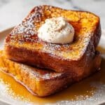 Pumpkin French Toast with Maple Syrup and Pecans Recipe
