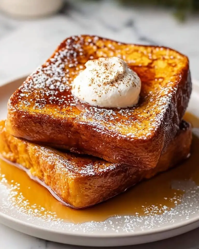 Pumpkin French Toast with Maple Syrup and Pecans Recipe