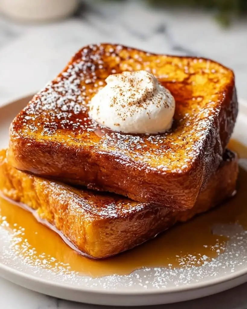 Pumpkin French Toast with Maple Syrup and Pecans Recipe