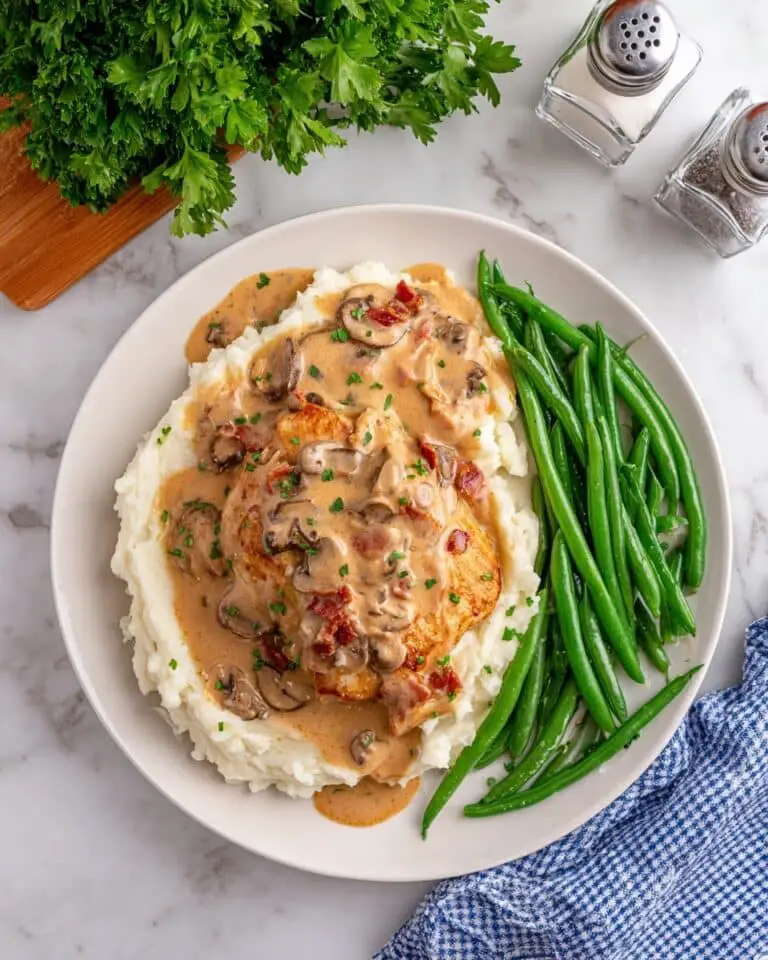 Smothered Chicken with Bacon and Onion Gravy Recipe