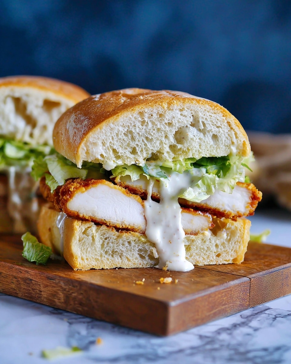 The image shows a sandwich with three main layers placed on white marbled paper. The bottom layer is a piece of bread with a crisp, golden-brown fried patty on top, which has a rough, crunchy texture. Above this is a layer of fresh green romaine lettuce leaves coated in a creamy white dressing, looking moist and vibrant. The top layer is sprinkled with finely shredded white cheese that is scattered lightly over the lettuce and the surrounding paper. The sandwich is open-faced, showing all layers clearly. Photo taken with an iphone --ar 4:5 --v 7