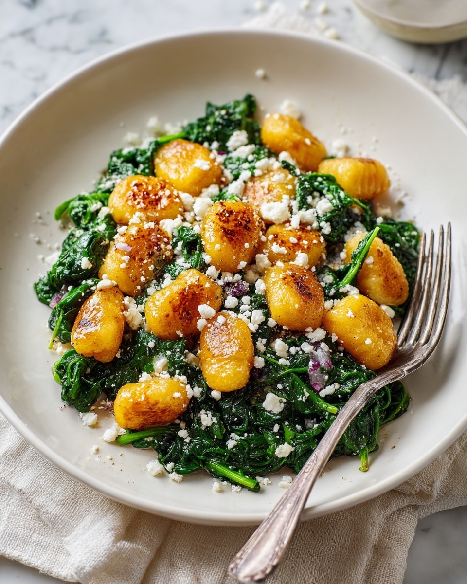Crispy Gnocchi with Spinach and Feta Recipe - Recipe Image