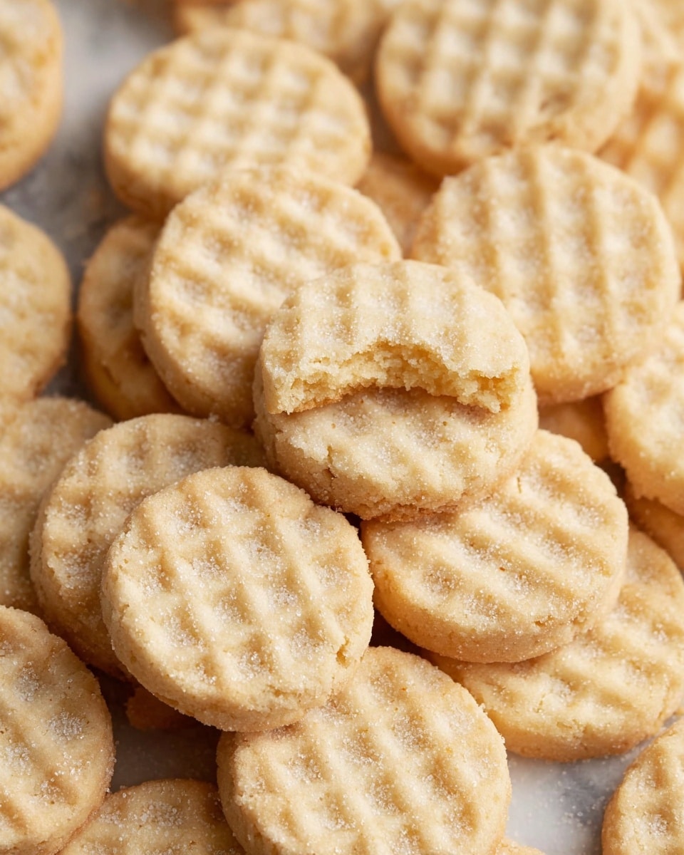 There are many small, round dough pieces arranged neatly on a baking tray lined with parchment paper. Each dough piece has a light yellow color and a textured pattern on top resembling a waffle or crisscross marks. The dough pieces vary slightly in shape, with some more perfect circles and others a bit uneven. The background surface is a white marbled texture visible around the tray edges. photo taken with an iphone --ar 4:5 --v 7