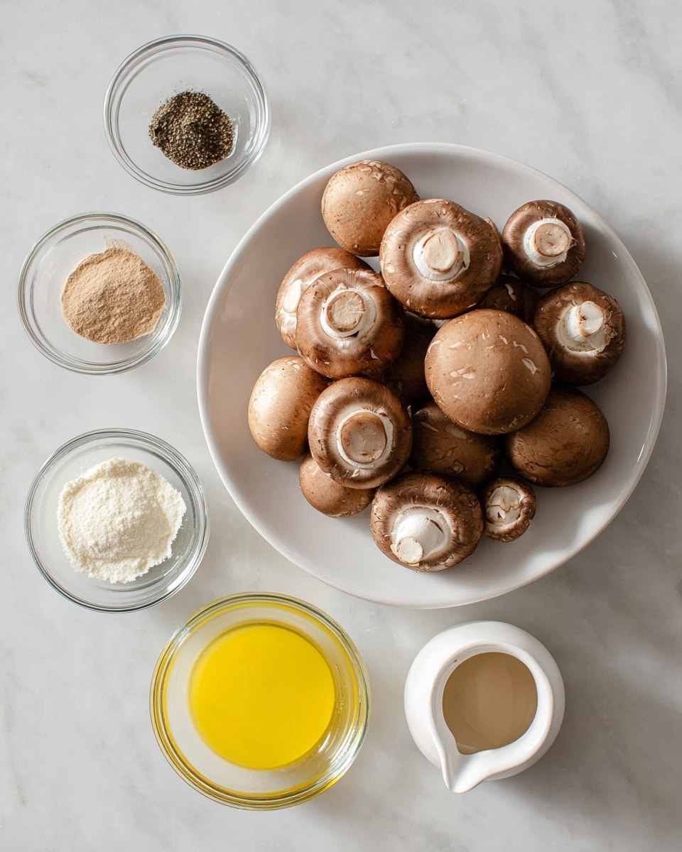 Inside a black air fryer basket, there is a single layer of sliced brown mushrooms. The mushrooms are cut in half, showing their light beige interior and darker brown caps. Each piece is scattered evenly across the basket’s mesh bottom, with some pieces slightly browned as if cooked a little. The air fryer basket sits on a white marbled surface with soft natural light coming from the left. photo taken with an iphone --ar 4:5 --v 7