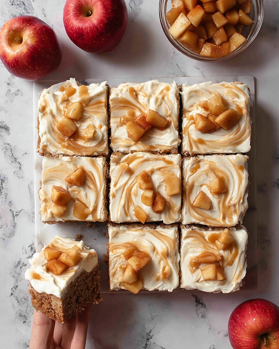A clear glass bowl sits on a white marbled surface filled with dry ingredients layered in distinct sections: light brown sugar, medium brown sugar, white sugar, and white flour with cinnamon and other spices mixed in, all creating a mix of tan, white, and brown colors in different textures. Next to the bowl are red apples and a white cup. In the second image, the bowl now contains light brown dry ingredients with two thick, shiny, smooth layers on top — a golden yellow applesauce on one side and creamy white liquid being poured over it from above. The bowl is the same clear glass showing all layers clearly. Photo taken with an iphone --ar 4:5 --v 7