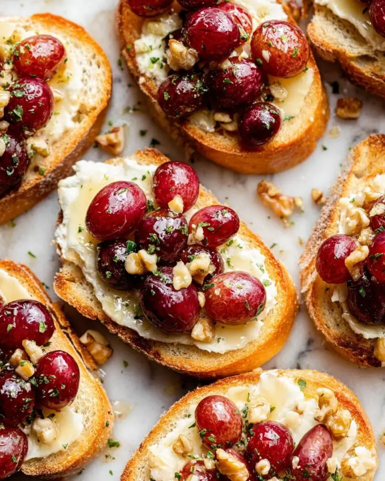 Roasted Grape & Brie Crostini with Honey and Sea Salt Recipe