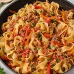 Italian Spicy Sausage Pappardelle with Tomato and Basil Recipe