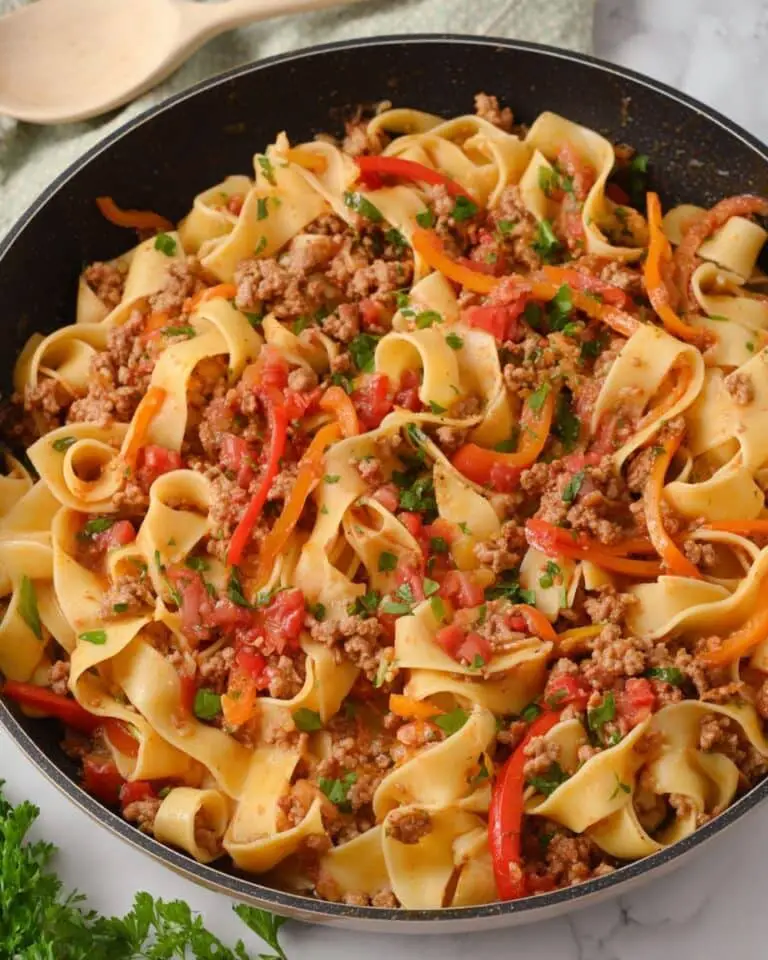 Italian Spicy Sausage Pappardelle with Tomato and Basil Recipe