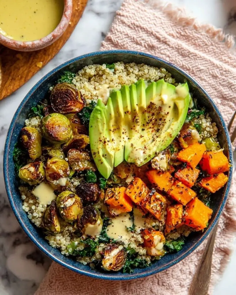 Quinoa Power Bowls with Maple Chipotle Brussels and Smoky Butternut Squash Recipe