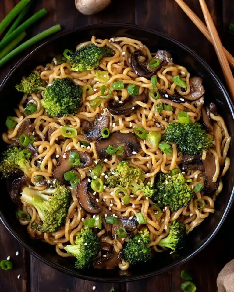 Broccoli Mushroom Ramen Noodles Recipe