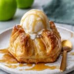 Apple Dumplings with Caramel Sauce and Vanilla Ice Cream Recipe