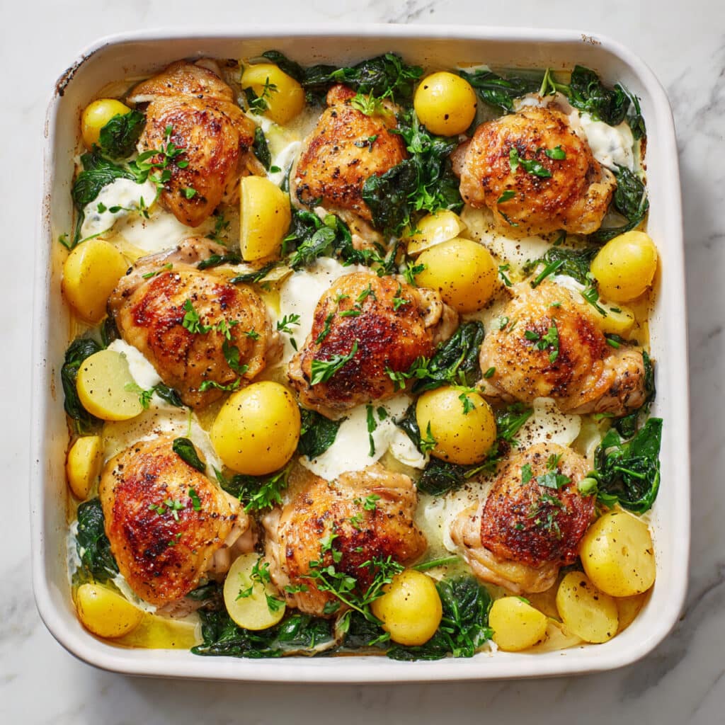 Chicken and Potatoes with Garlic Parmesan Cream Sauce Recipe