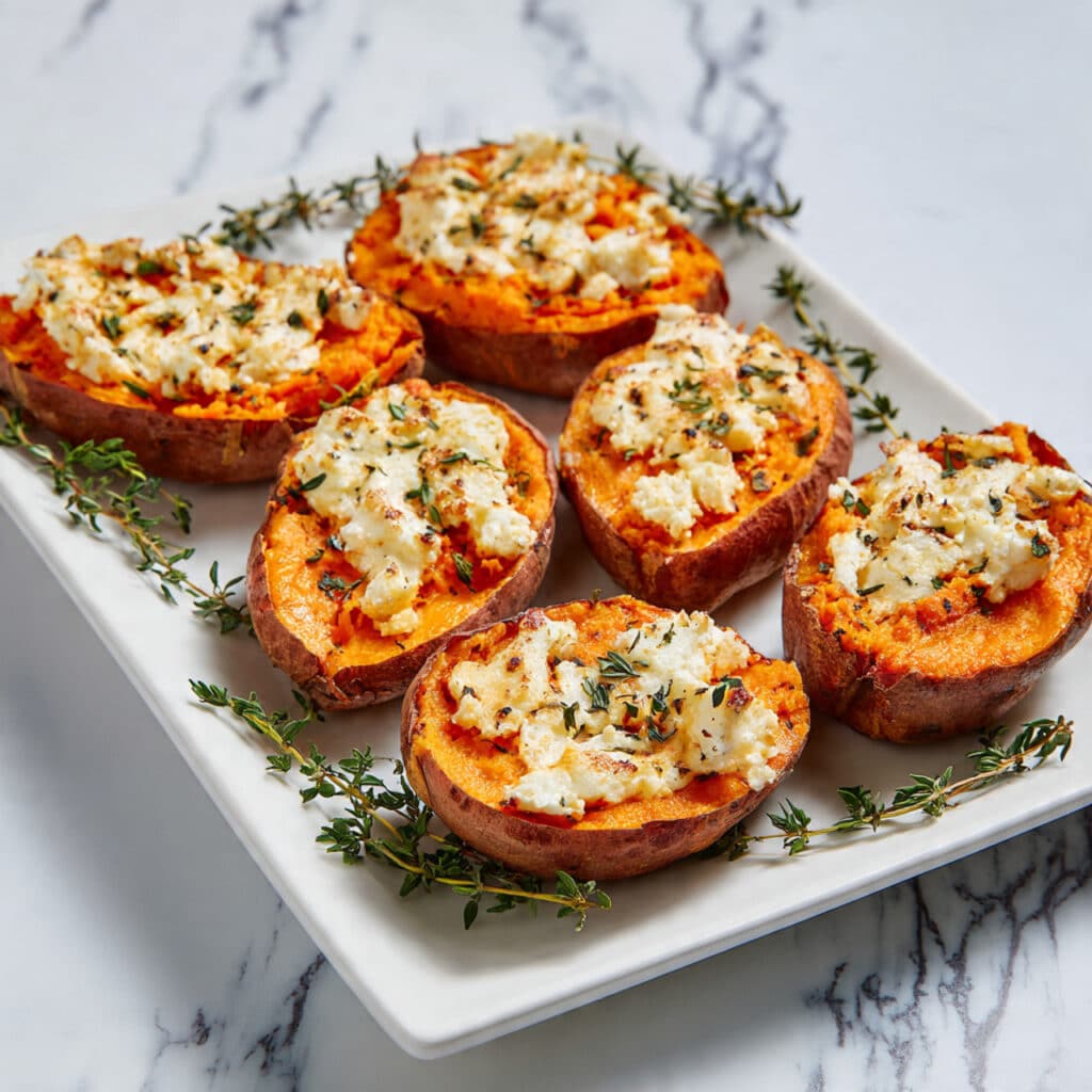 Smashed Sweet Potatoes With Herbs and Garlic Recipe