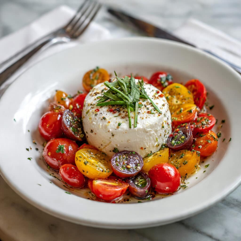 Keto Marinated Cherry Tomatoes with Burrata Recipe