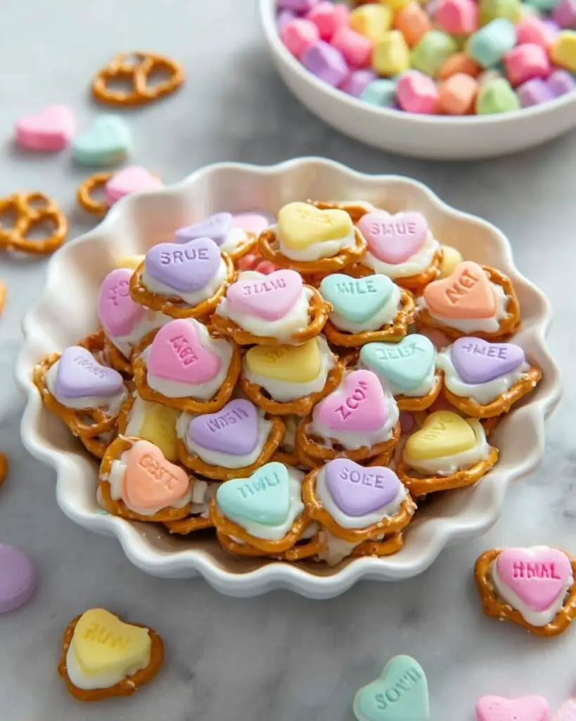 Heart-Shaped Pretzel Candies with Candy Heart Fillings Recipe