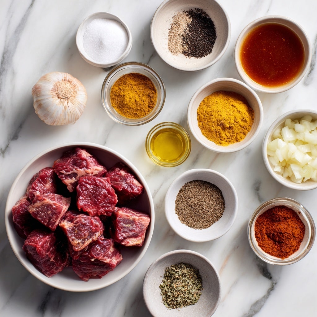 A white bowl filled with chunks of cooked meat in a thick, dark brown sauce. The meat pieces are irregular in shape and look tender, covered in the rich sauce that has a slightly shiny texture. Small green coriander leaves are scattered on top, adding a touch of fresh green color. The bowl is placed on a white marbled surface, with a small dish of ground brown spices partly visible in the background, and a white bowl of fresh coriander leaves nearby. A woman's hand is holding a gold-colored spoon next to the bowl. photo taken with an iphone --ar 4:5 --v 7