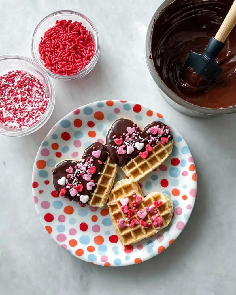 Heart Shaped Waffle Ice Cream Sandwiches Recipe