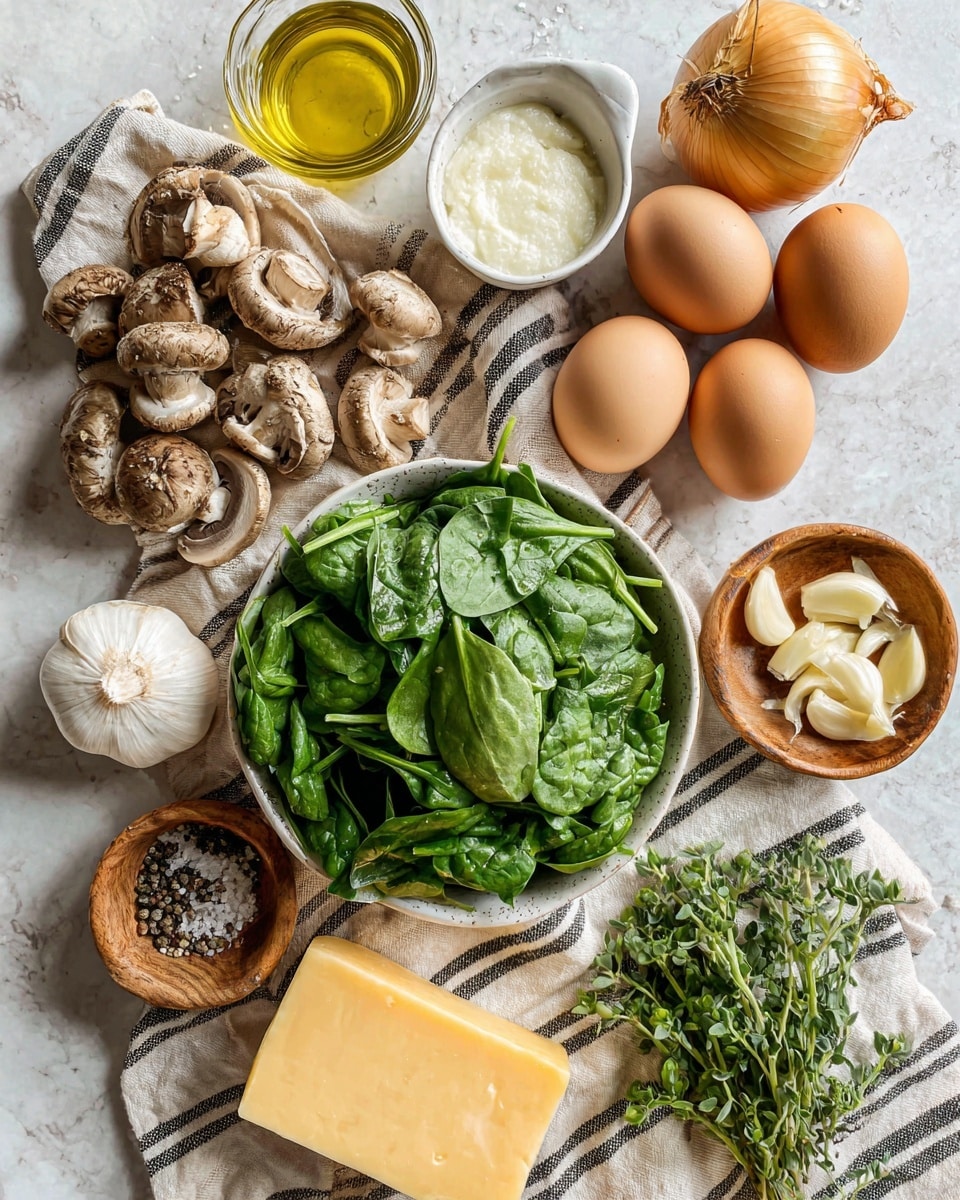 A top view of a silver metal pan filled with a mix of sautéed leafy greens and various types of white and beige mushrooms. The mushrooms are irregular in shapes with some small round caps and others with ruffled edges, spread throughout the pan. The leafy greens appear wilted but still vibrant, mixed evenly with the mushrooms. A wooden spoon with a smoothed, rounded end rests in the pan, its surface showing a slight browning from use. The pan sits on a white marbled texture surface, creating a simple and clean background. Photo taken with an iphone --ar 4:5 --v 7