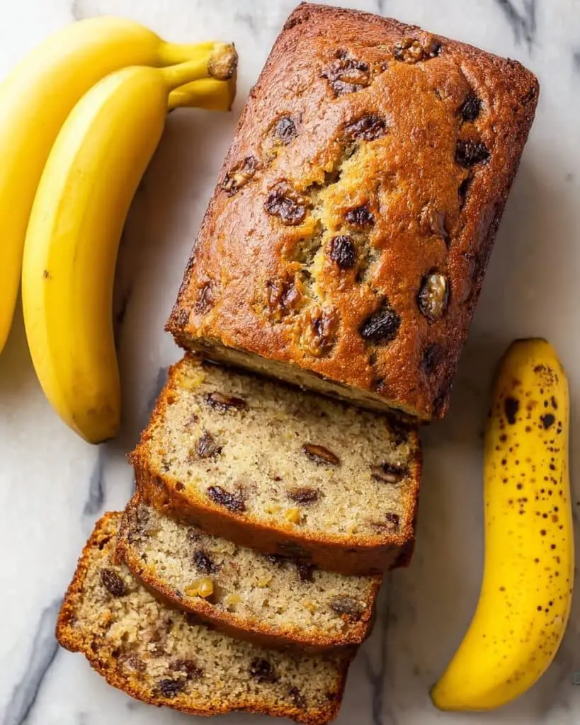 Moist Banana Bread with Walnuts and Raisins Recipe